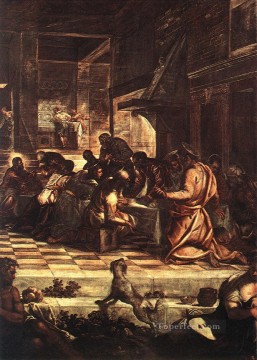 最後の晩餐 詳細1 イタリアのティントレット宗教キリスト教徒 Oil Paintings